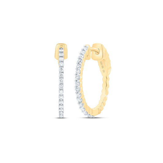 10kt Yellow Gold 3/8 Cttw Natural Diamond Fashion Hoop Earring