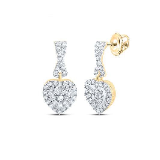 10kt Yellow Or White Or Rose Gold Natural Diamond Fashion Dangling Heart Earring