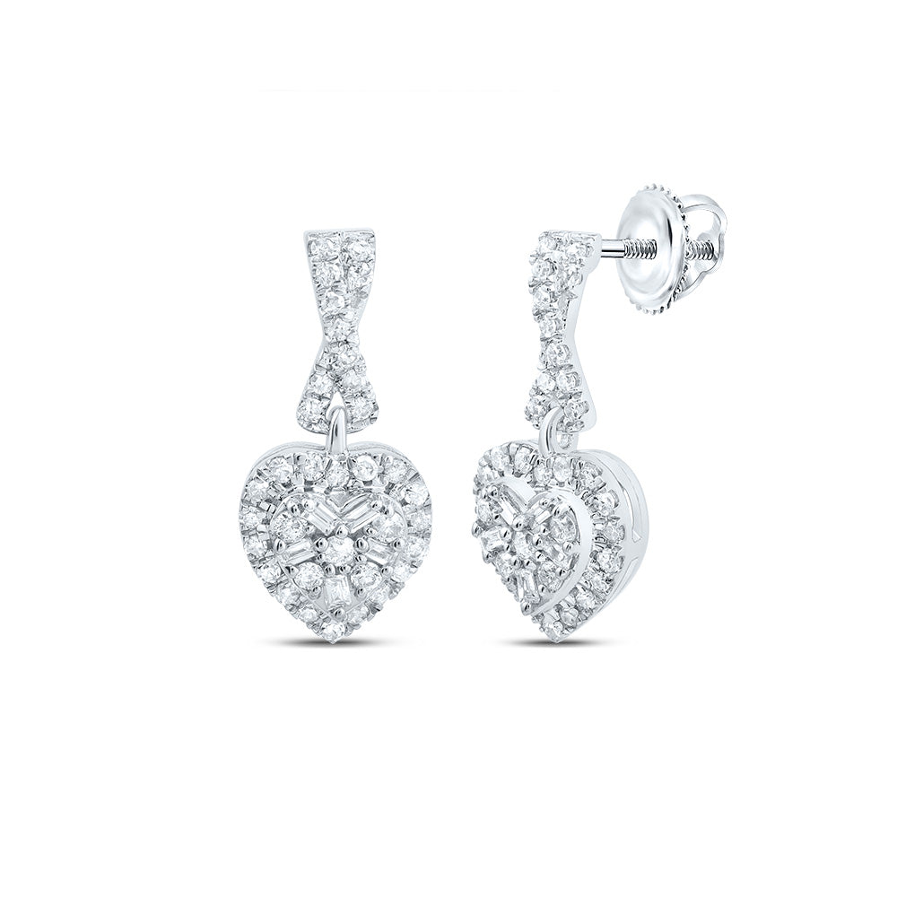 10kt Yellow Or White Or Rose Gold Natural Diamond Fashion Dangling Heart Earring
