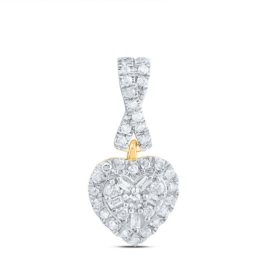 10kt Yellow Gold 1/5 Cttw Natural Diamond Fashion Heart Pendant