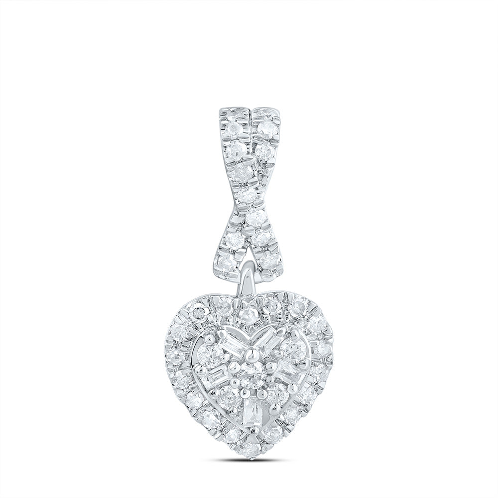 10kt White Gold 1/5 Cttw Natural Diamond Fashion Heart Pendant