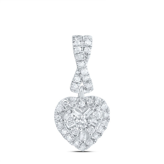 10kt White Gold 1/5 Cttw Natural Diamond Fashion Heart Pendant