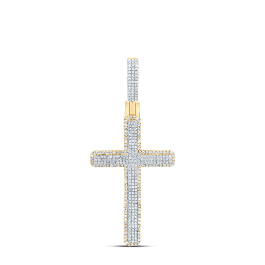 10kt Yellow Gold 1 1/4 Cttw Natural Diamond Cross Pendant