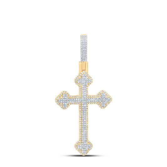 10kt Yellow Gold 7/8 Cttw Natural Diamond Cross Pendant
