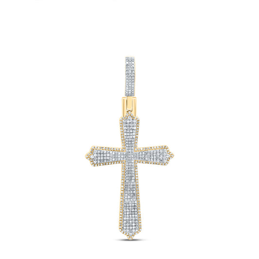 10kt Yellow Gold 1 1/5 Cttw Natural Diamond Cross Pendant