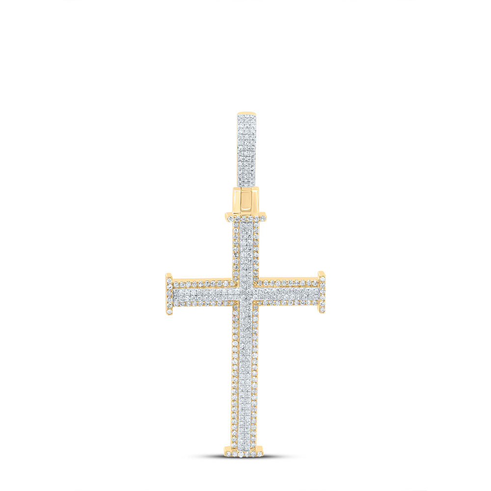 10kt Yellow Gold 1 1/3 Cttw Natural Diamond Cross Pendant