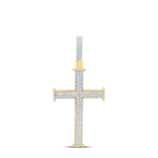 10kt Yellow Gold 1 1/3 Cttw Natural Diamond Cross Pendant