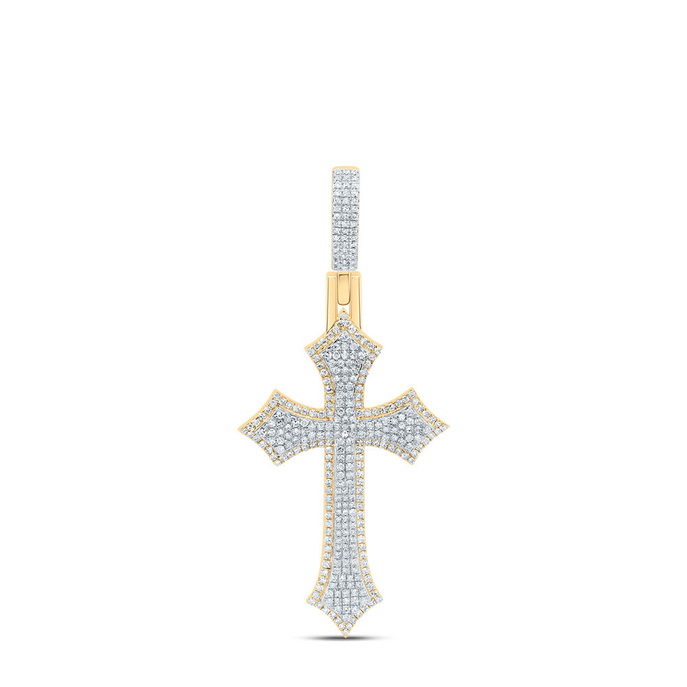 10kt Yellow Gold 1 3/8 Cttw Natural Diamond Cross Pendant