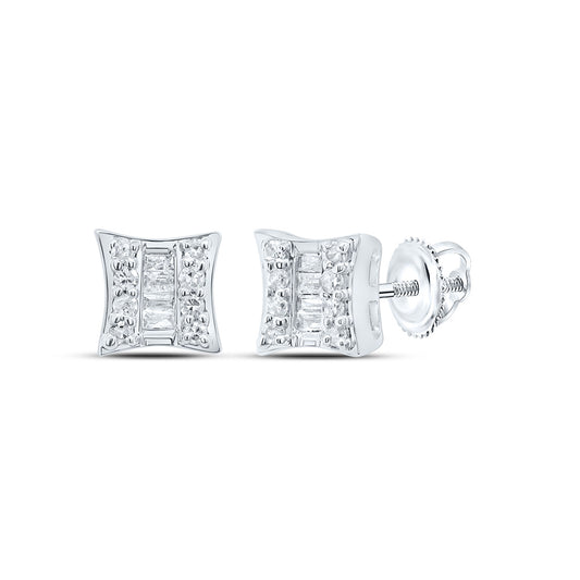 10kt White Gold 1/8 Cttw Natural Diamond Kite Earrings