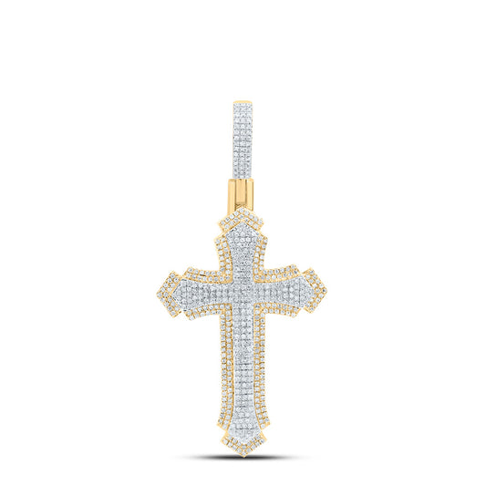 10kt Yellow Gold 1 1/3 Cttw Natural Diamond Cross Pendant