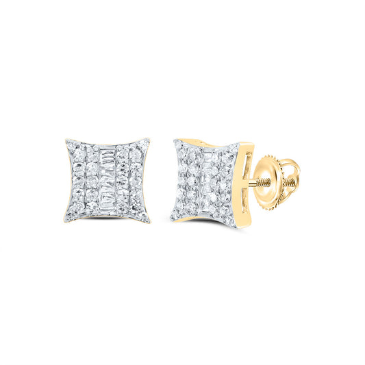 10kt Yellow Gold 1/3 Cttw Natural Diamond Square Stud Earring