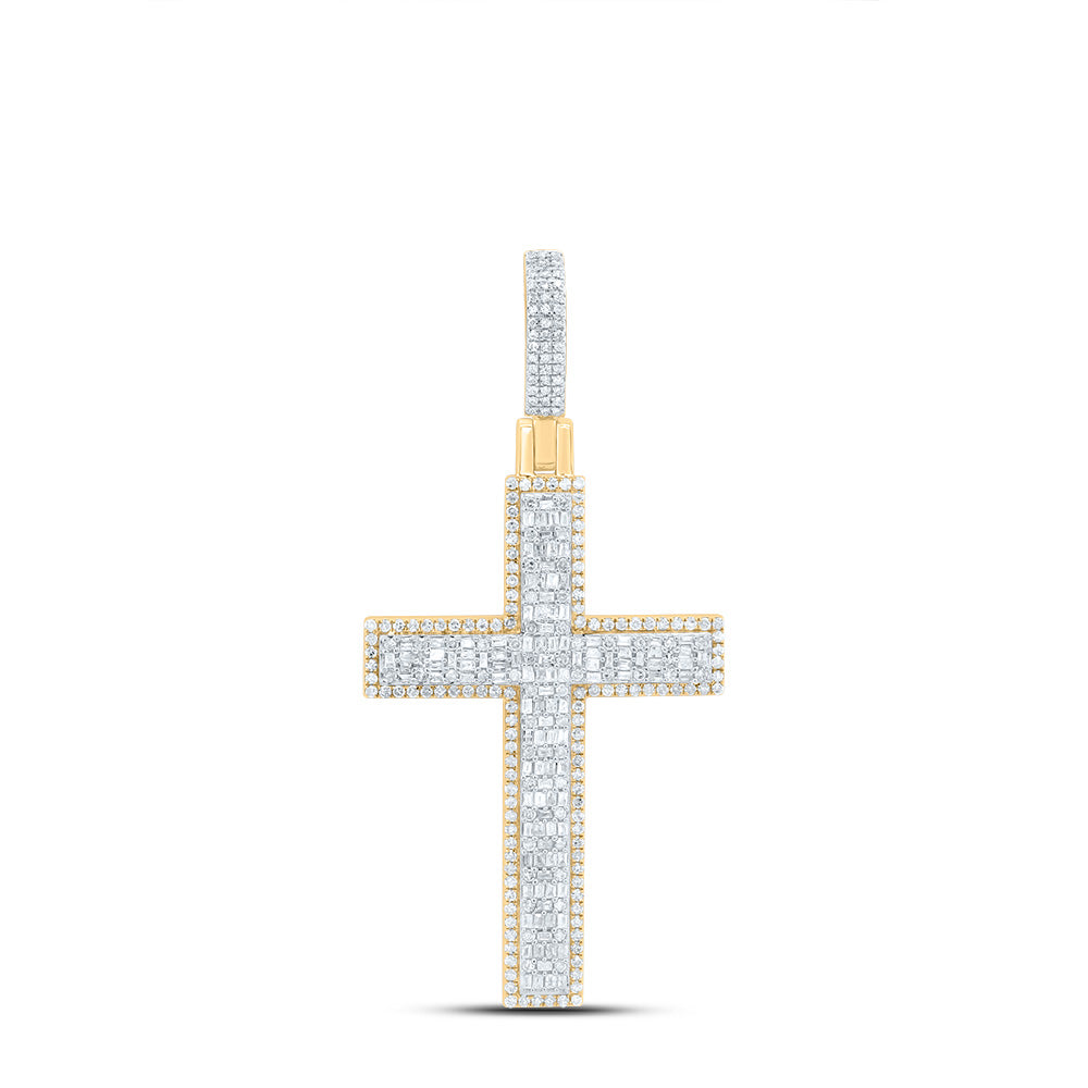 10kt Yellow Gold 1 5/8 Cttw Natural Diamond Cross Pendant