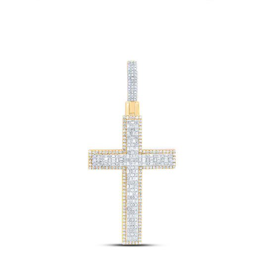 10kt Yellow Gold 1 5/8 Cttw Natural Diamond Cross Pendant