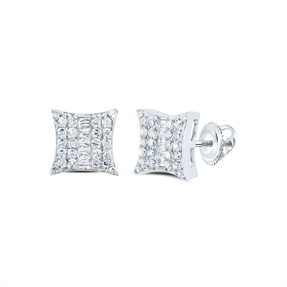 10kt White Gold 1/3 Cttw Natural Diamond Square Stud Earring