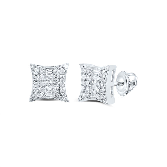 10kt White Gold 1/3 Cttw Natural Diamond Square Stud Earring