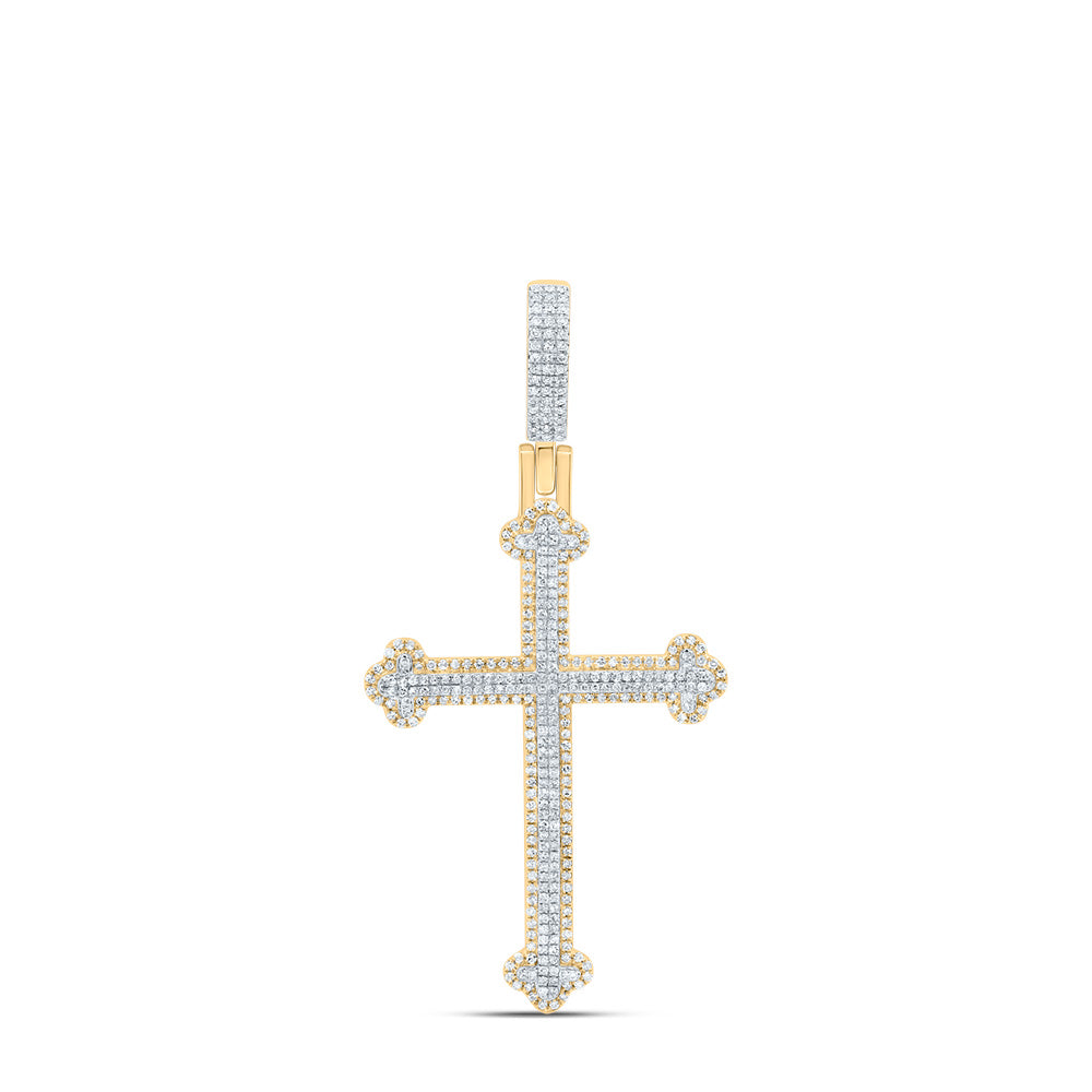 10kt Yellow Gold 1 Cttw Natural Diamond Cross Pendant