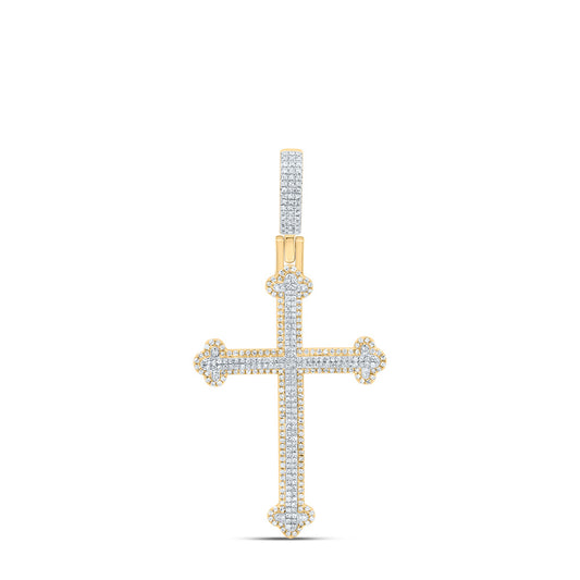 10kt Yellow Gold 1 Cttw Natural Diamond Cross Pendant