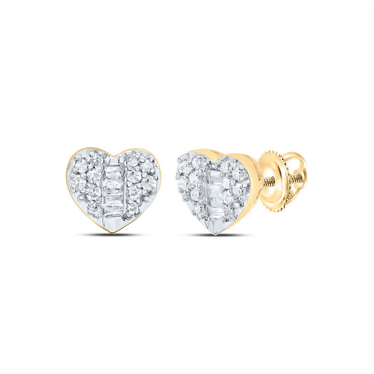 10kt Yellow Or White Gold Natural Diamond Heart Earrings
