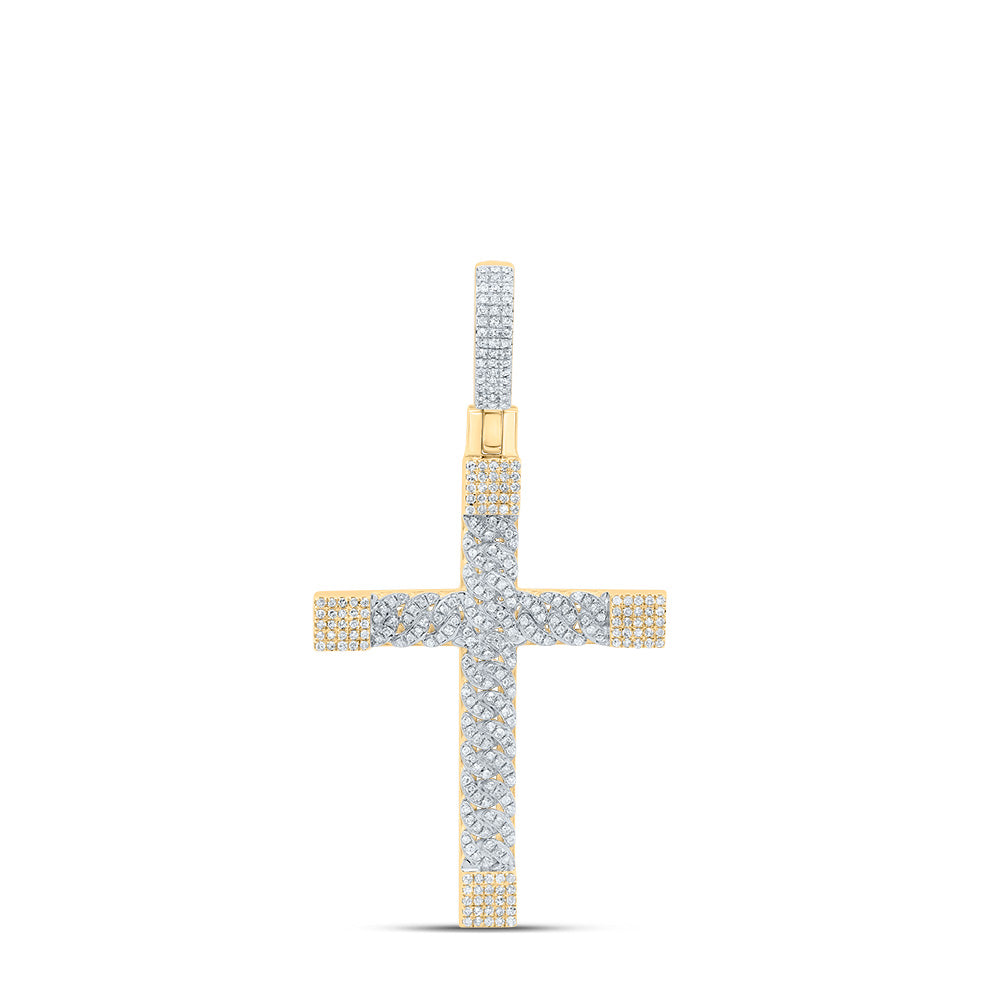 10kt Yellow Gold 7/8 Cttw Natural Diamond Cross Pendant