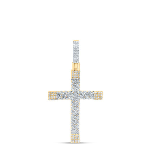 10kt Yellow Gold 7/8 Cttw Natural Diamond Cross Pendant