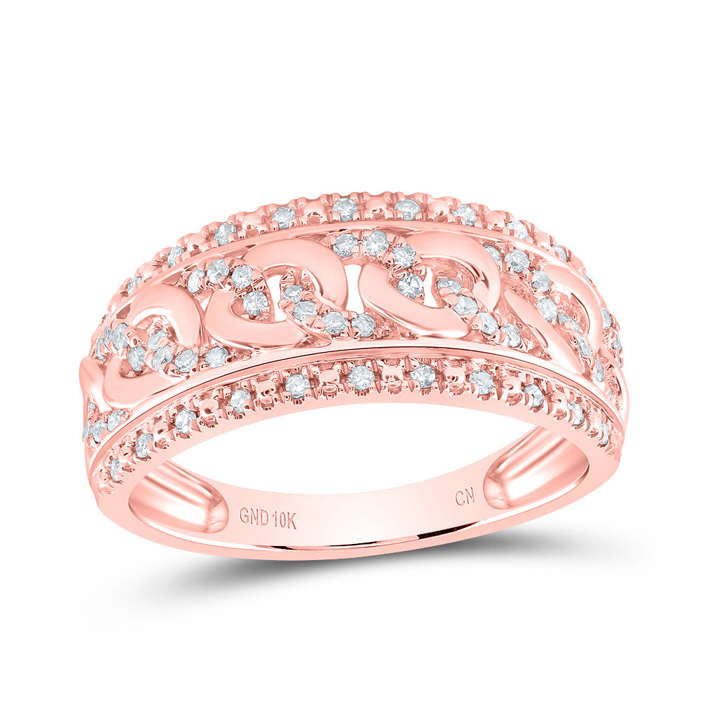 10kt Rose Gold 1/4 Cttw Natural Diamond Bridal Wedding Engagement Anniversary Ring, Women Size: 5-9