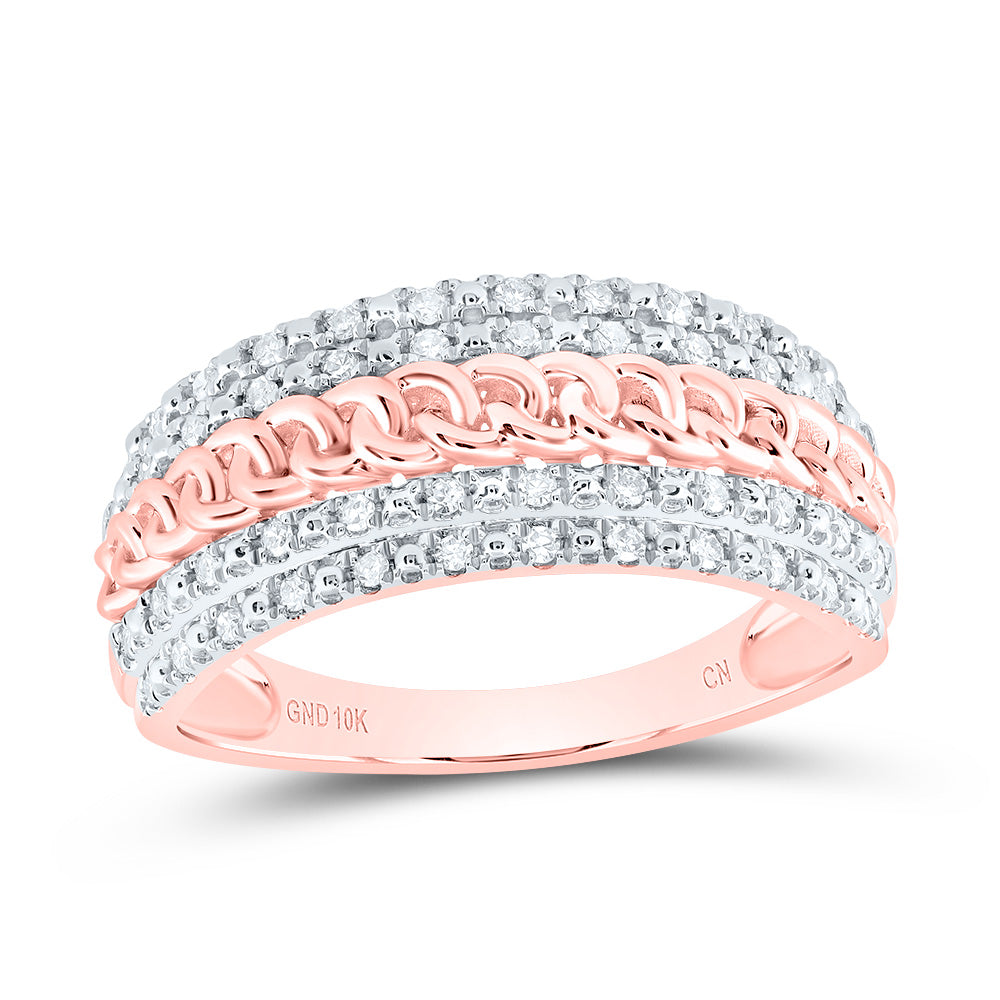 10kt Rose Gold 1/5 Cttw Natural Diamond Bridal Wedding Engagement Anniversary Ring, Women Size: 5-9