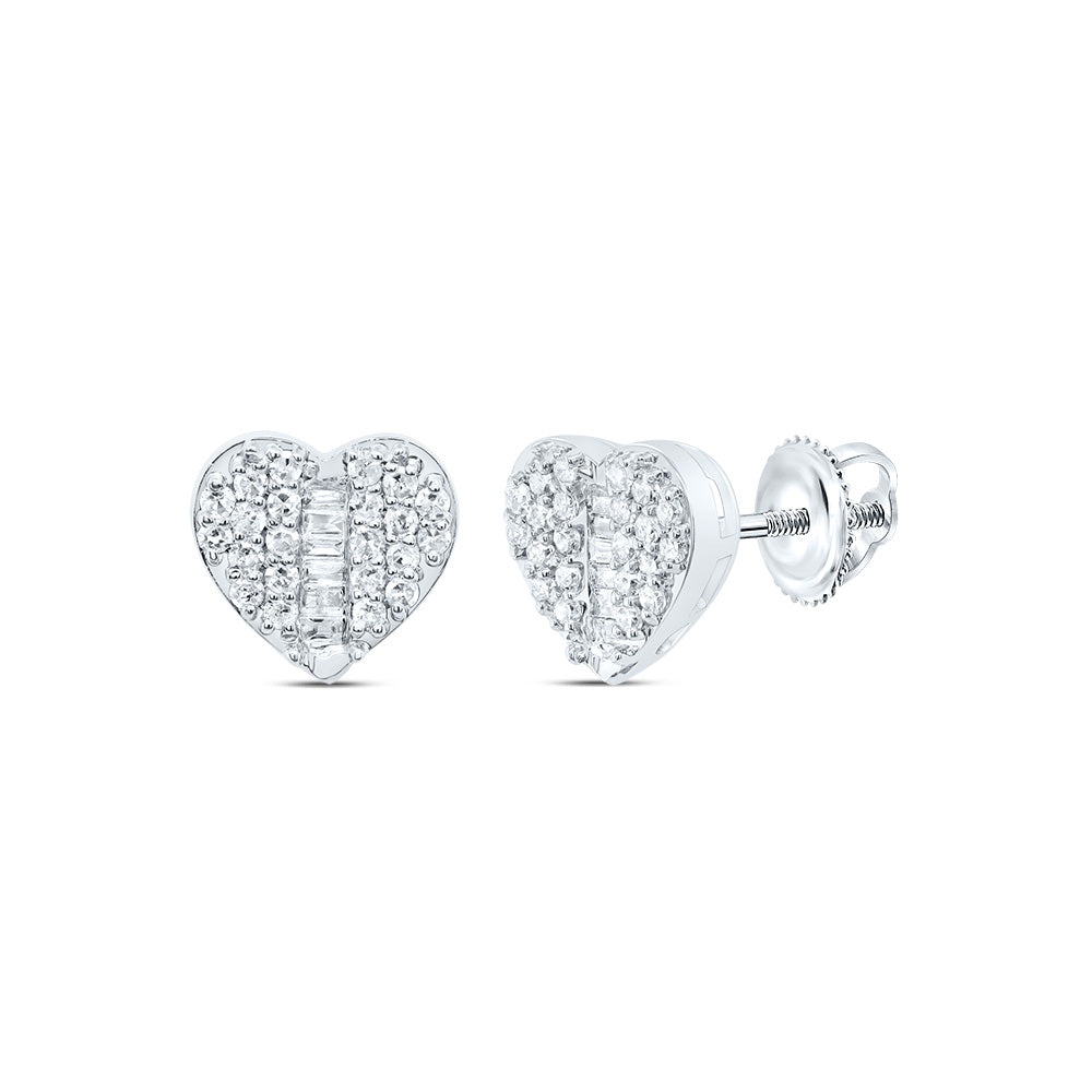 10kt Yellow Or White Gold Natural Diamond Heart Earrings