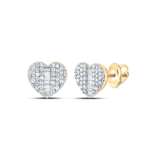 10kt Yellow Or White Gold Natural Diamond Heart Earrings