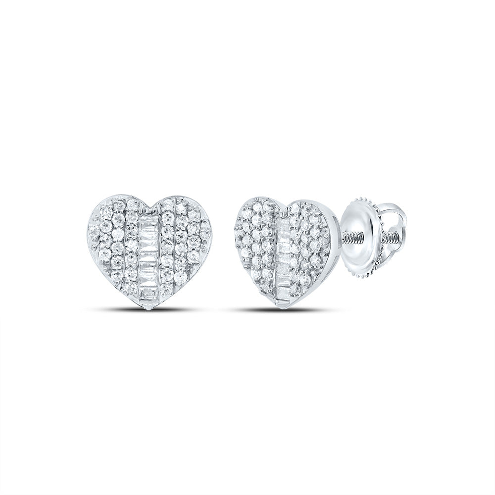 10kt Yellow Or White Gold Natural Diamond Heart Earrings