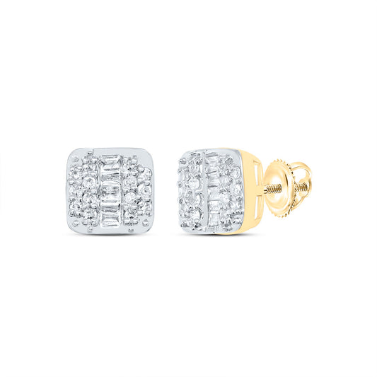 10kt Yellow Gold 1/8 Cttw Natural Diamond Cushion Stud Earring