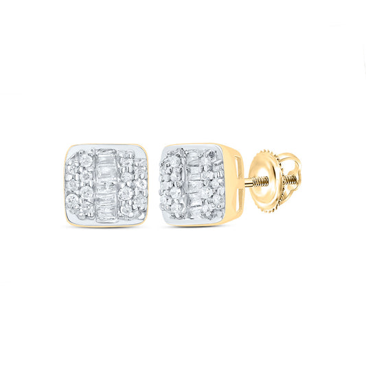 10kt Yellow Gold 1/4 Cttw Natural Diamond Cushion Stud Earring