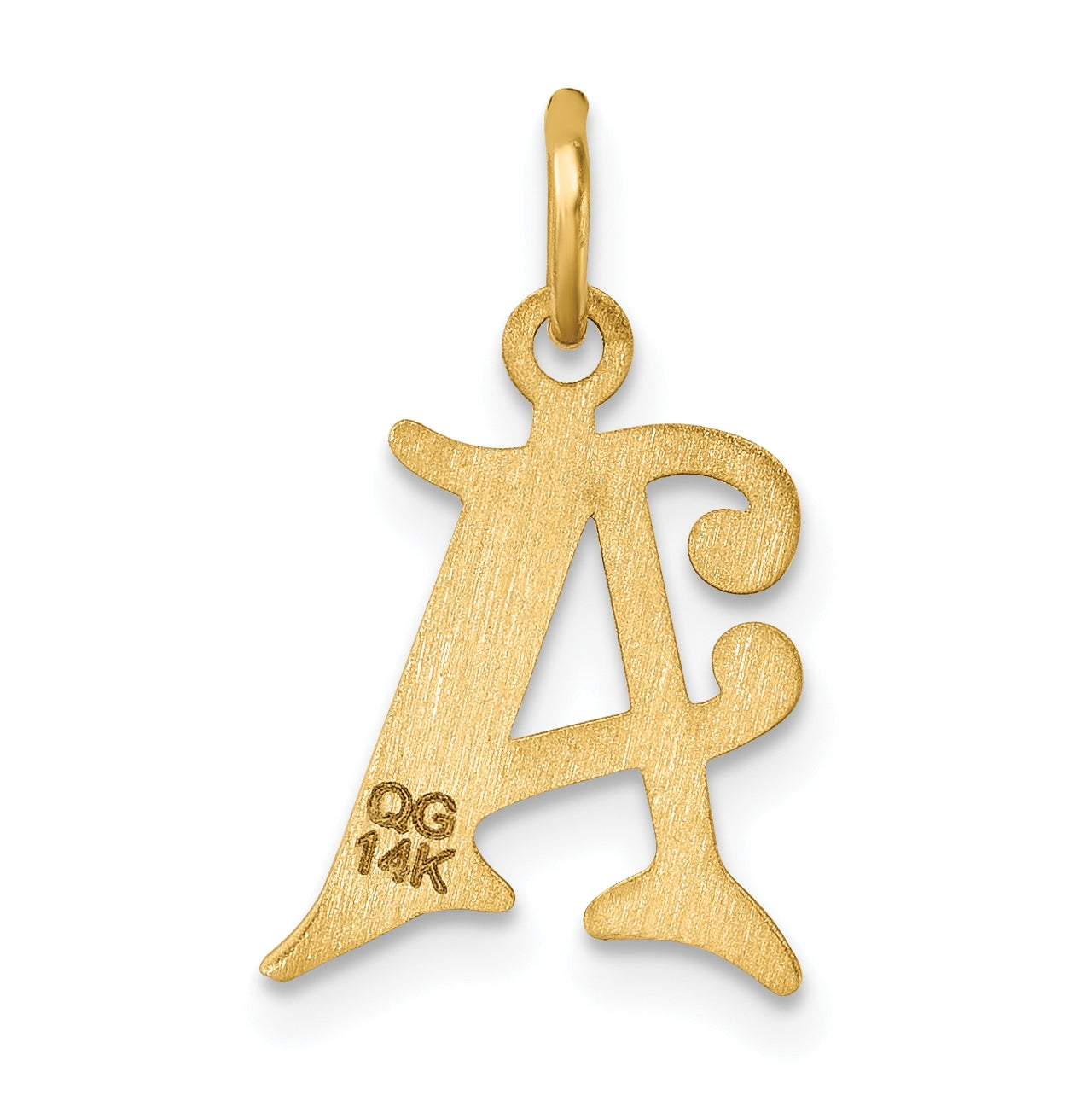 14K Yellow Gold Diamond-cut Letter A Initial Charm