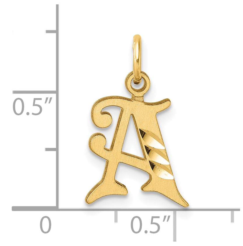 14K Yellow Gold Diamond-cut Letter A Initial Charm