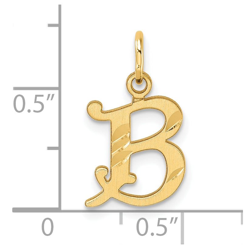 14K Yellow Gold Diamond-cut Letter B Initial Charm