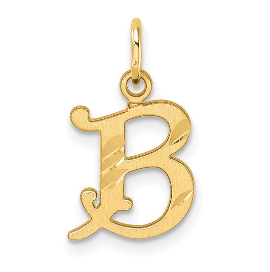 14K Yellow Gold Diamond-cut Letter B Initial Charm