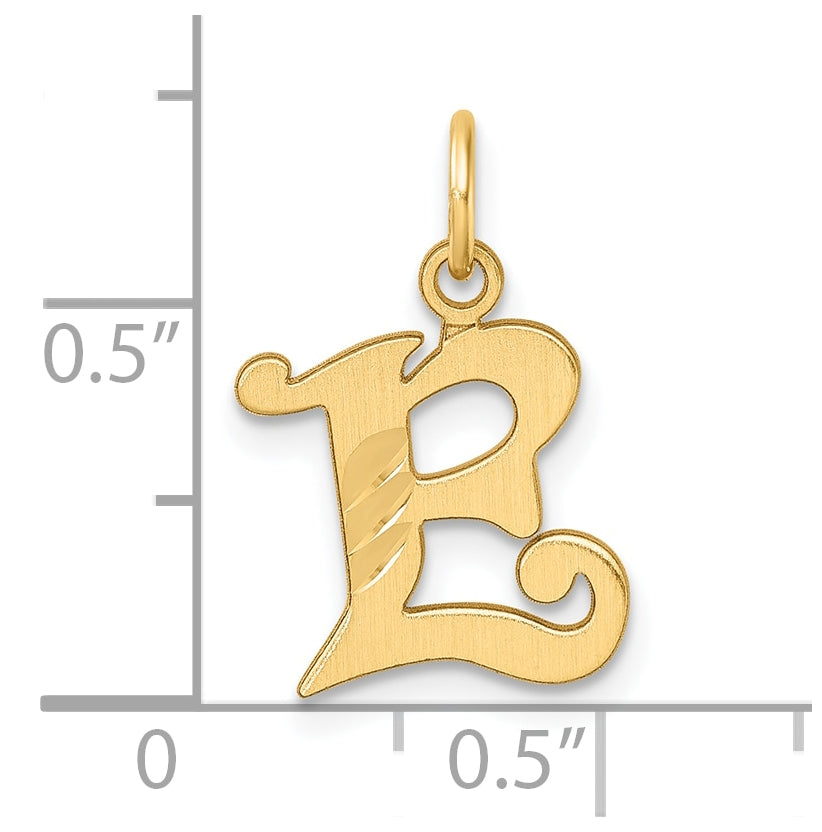14K Yellow Gold Diamond-cut Letter E Initial Charm