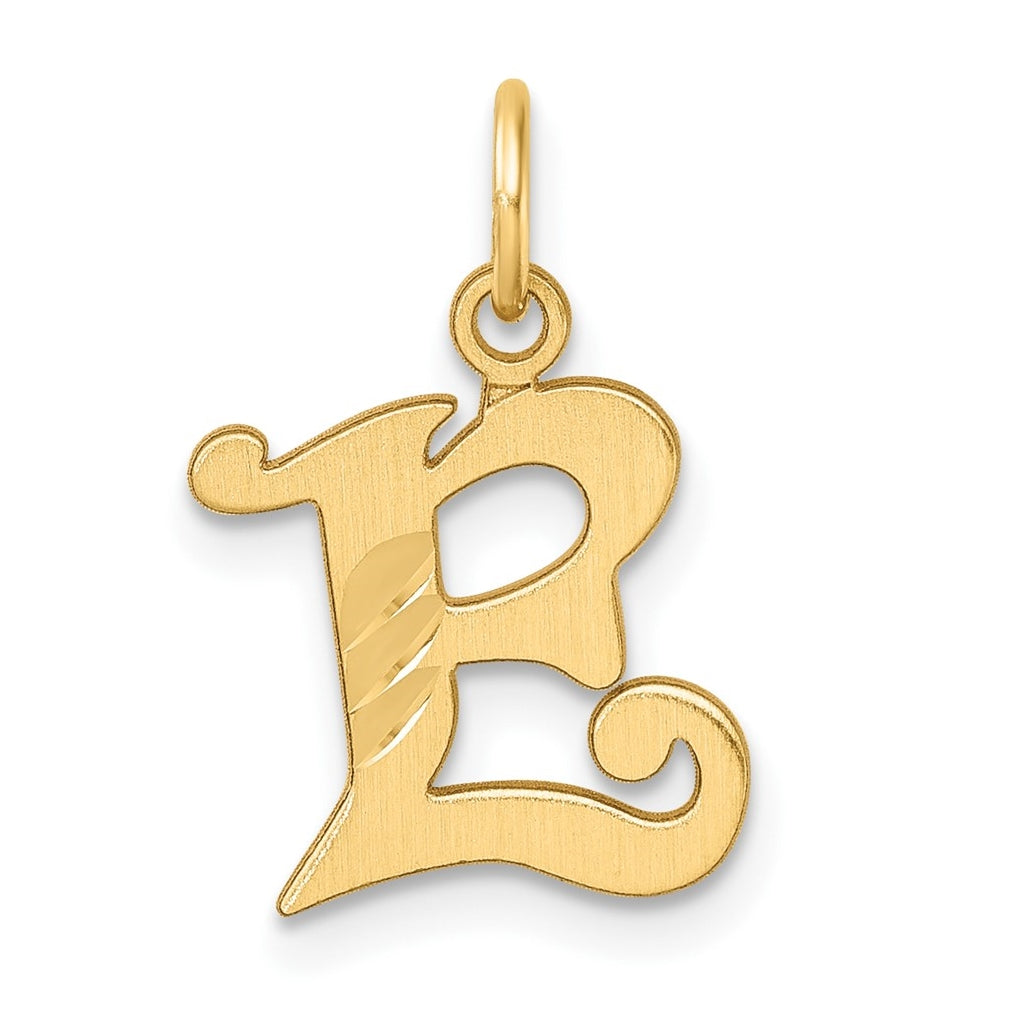 14K Yellow Gold Diamond-cut Letter E Initial Charm