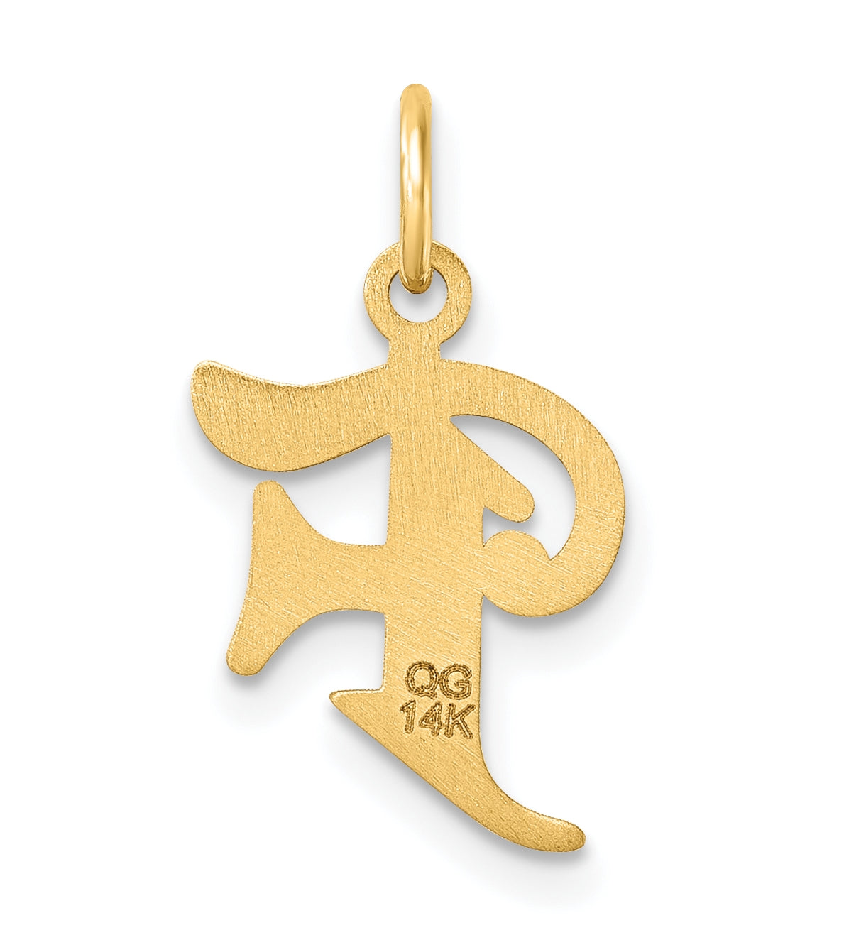 14K Yellow Gold Diamond-cut Letter F Initial Charm
