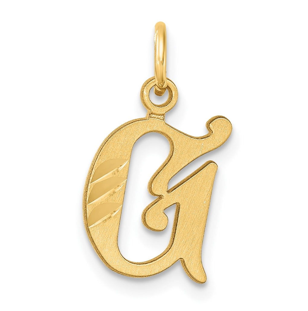 14K Yellow Gold Diamond-cut Letter G Initial Charm