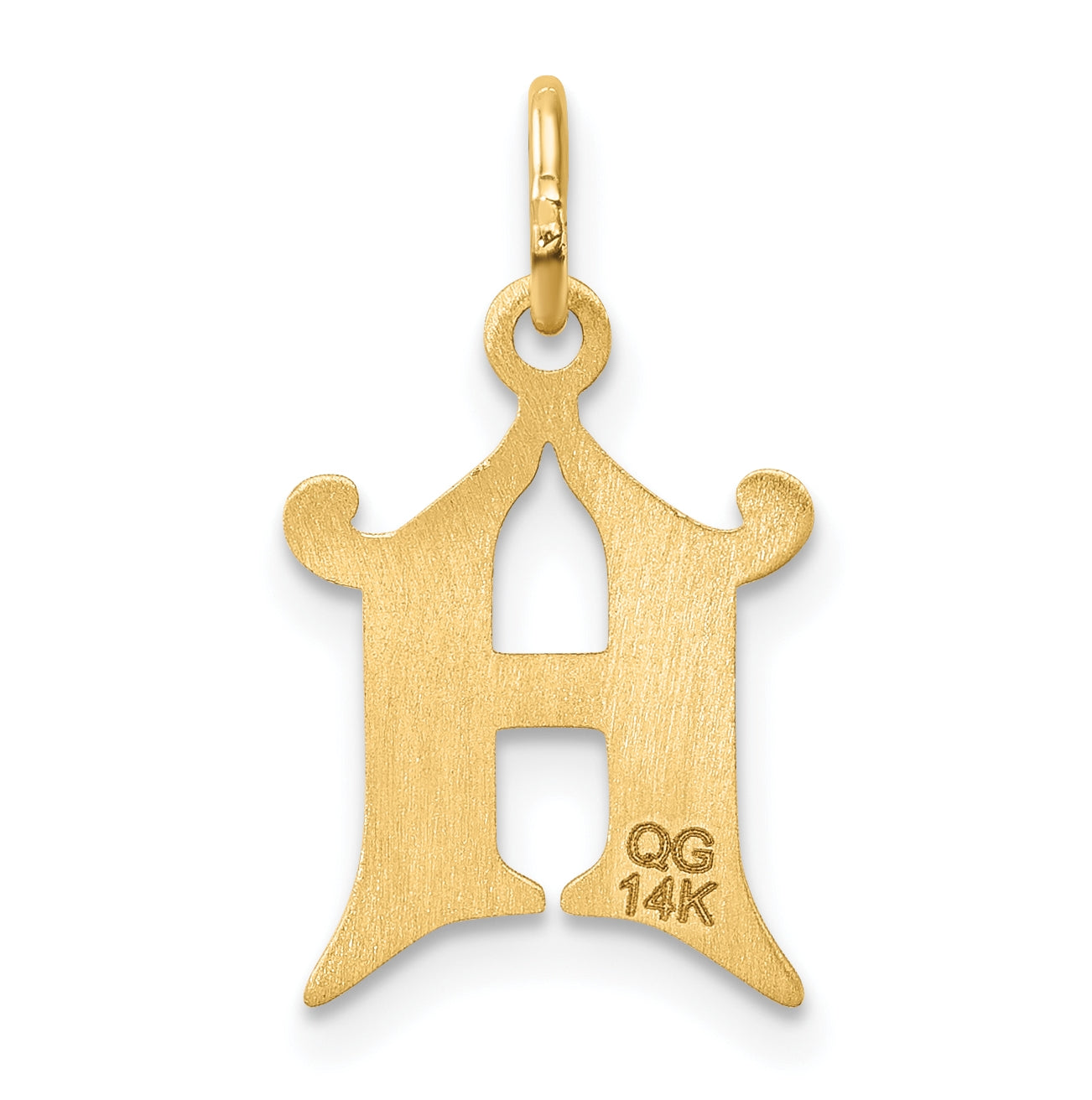 14K Yellow Gold Diamond-cut Letter H Initial Charm