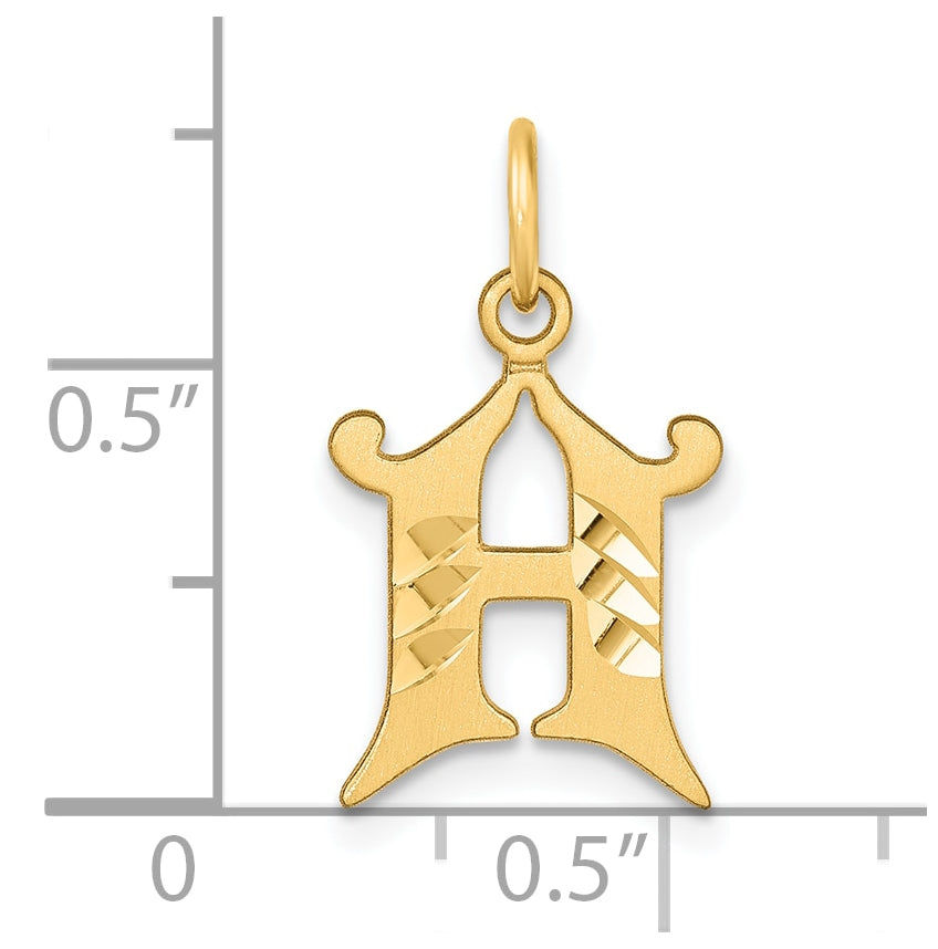 14K Yellow Gold Diamond-cut Letter H Initial Charm