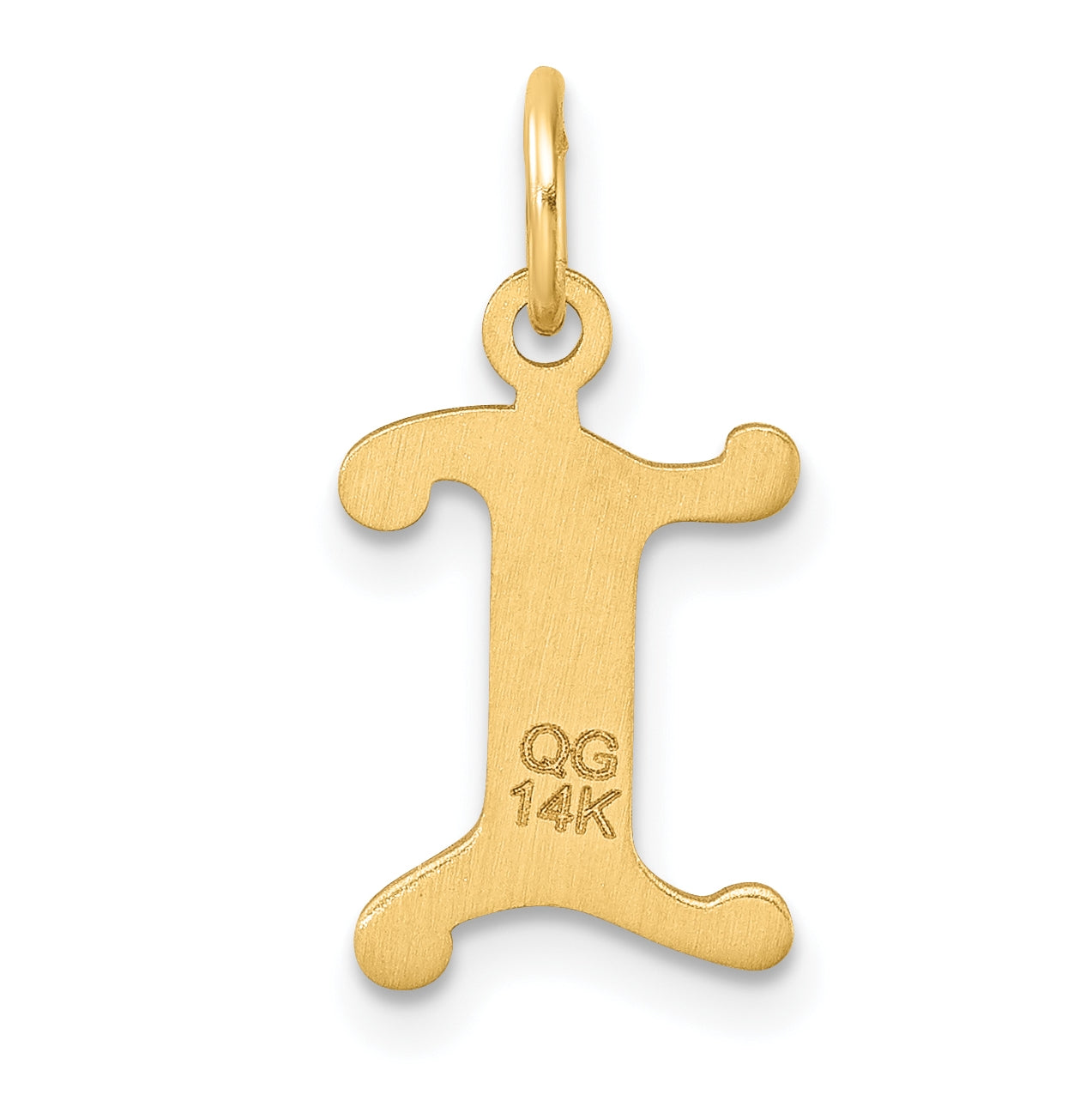 14K Yellow Gold Diamond-cut Letter I Initial Charm