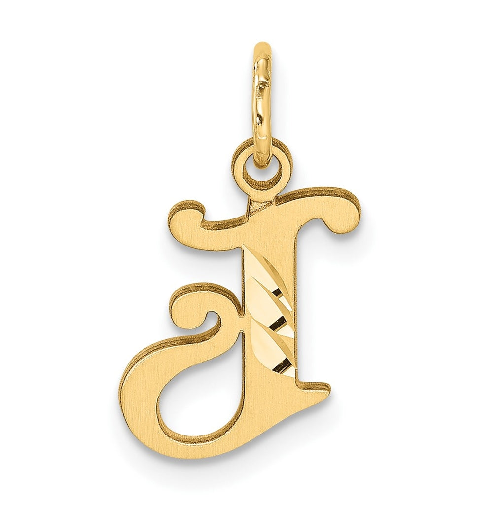 14K Yellow Gold Diamond-cut Letter J Initial Charm