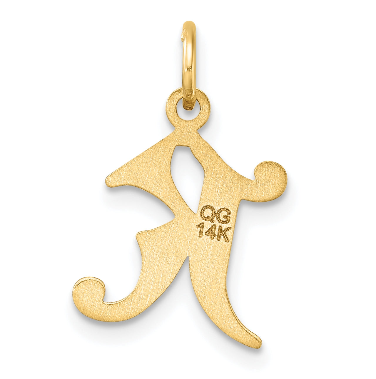 14K Yellow Gold Diamond-cut Letter K Initial Charm
