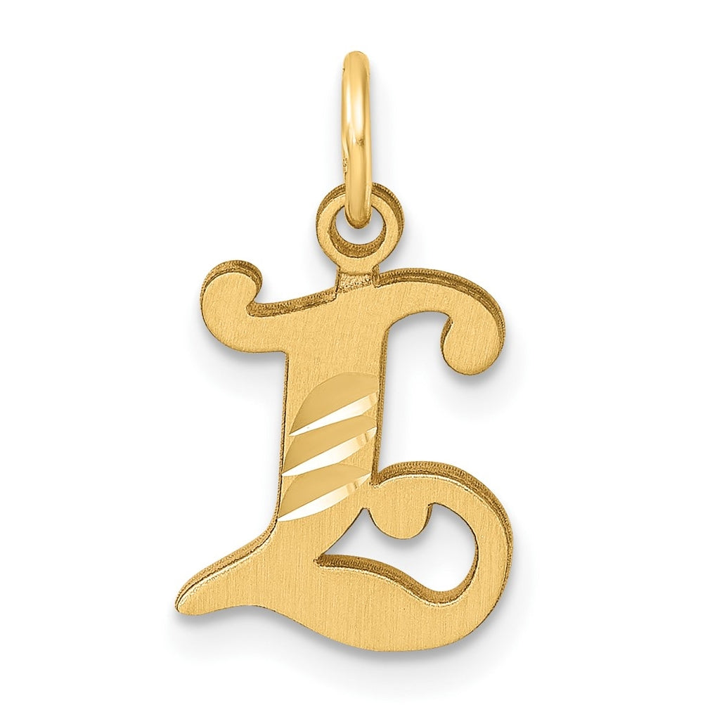 14K Yellow Gold Diamond-cut Letter L Initial Charm