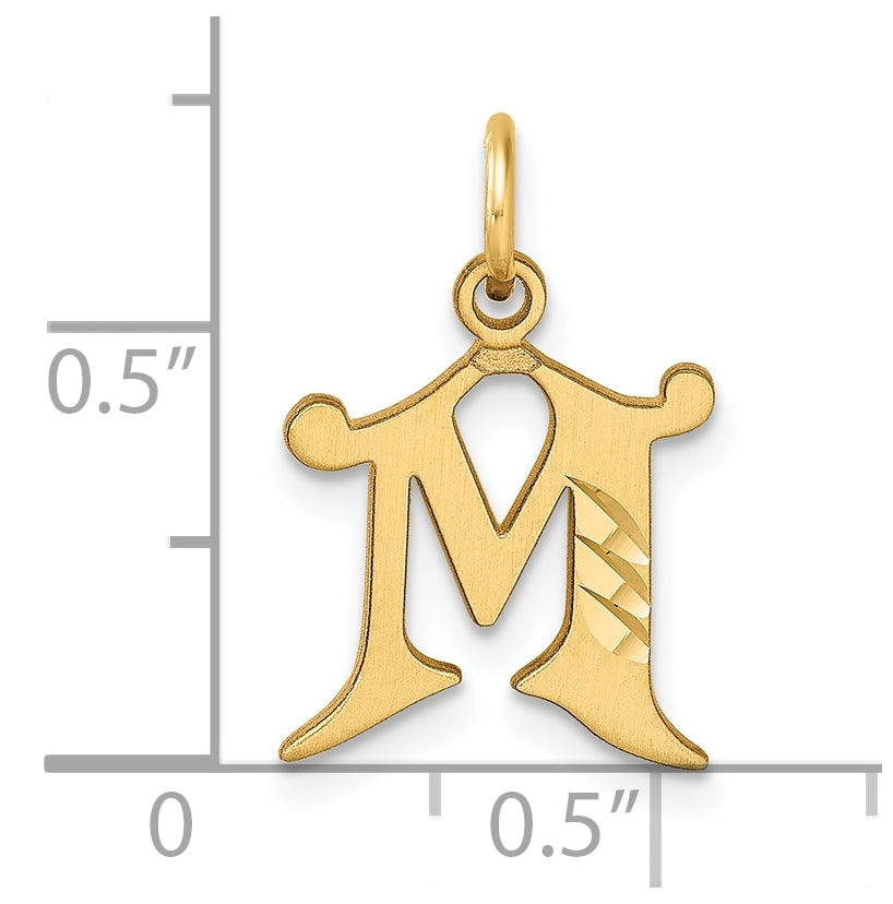 14K Yellow Gold Diamond-cut Letter M Initial Charm