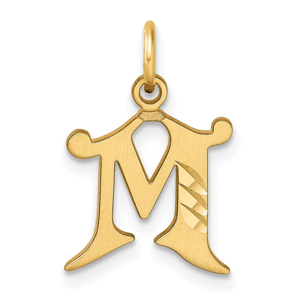 14K Yellow Gold Diamond-cut Letter M Initial Charm