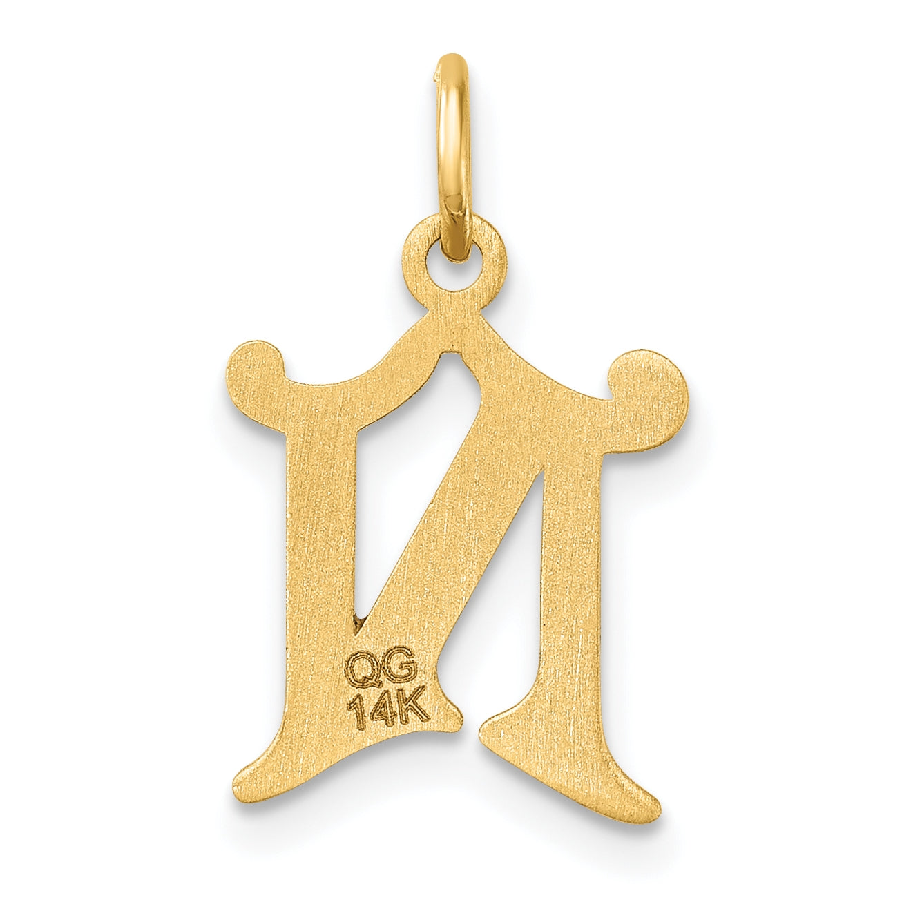 14K Yellow Gold Diamond-cut Letter N Initial Charm