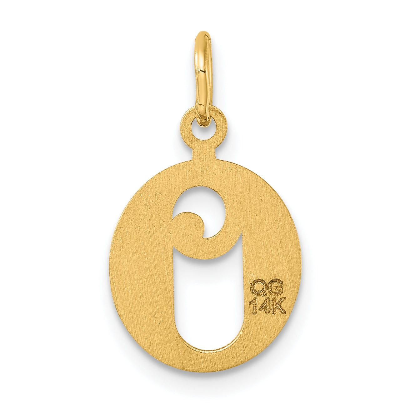 14K Yellow Gold Diamond-cut Letter O Initial Charm