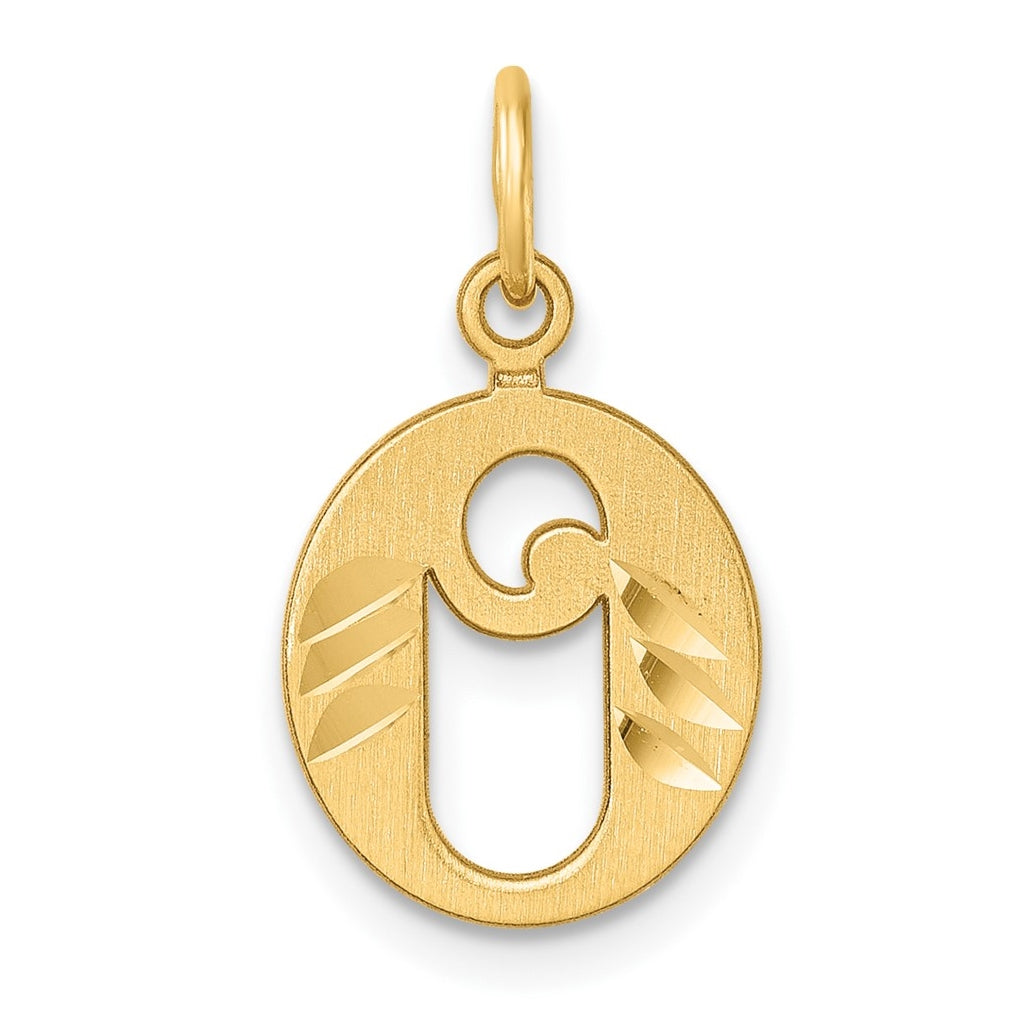 14K Yellow Gold Diamond-cut Letter O Initial Charm